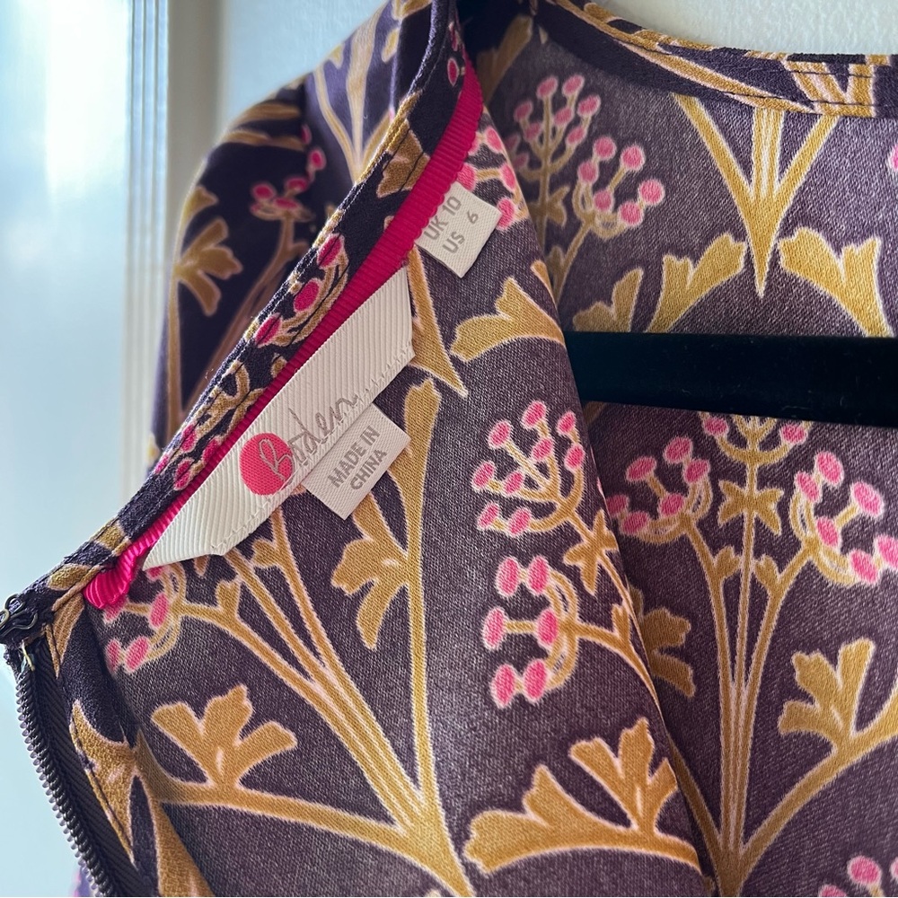 Boden• Purple & Gold Olive Branch Blouse• Sz 6 - Picture 8 of 16